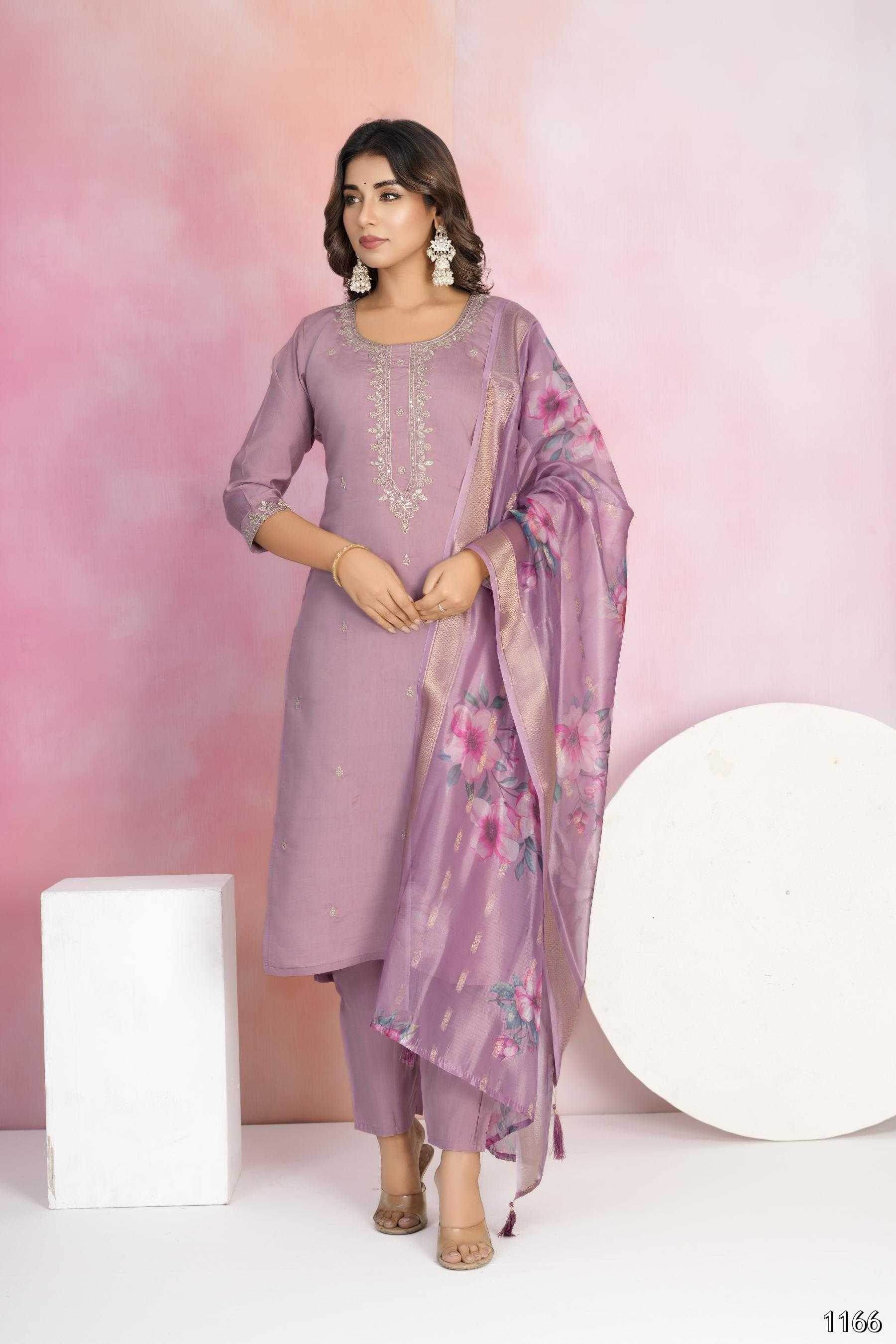 Viscose Chanderi Embroidery Ethnic Dresse - MYLUXURY LANE ENTERPRISE